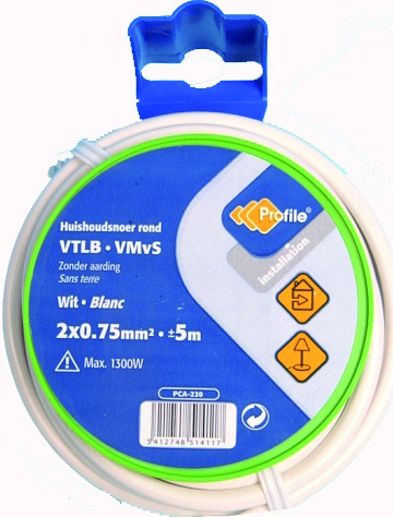 Cable Vtlb 2x0.75mm² Blanc 5m