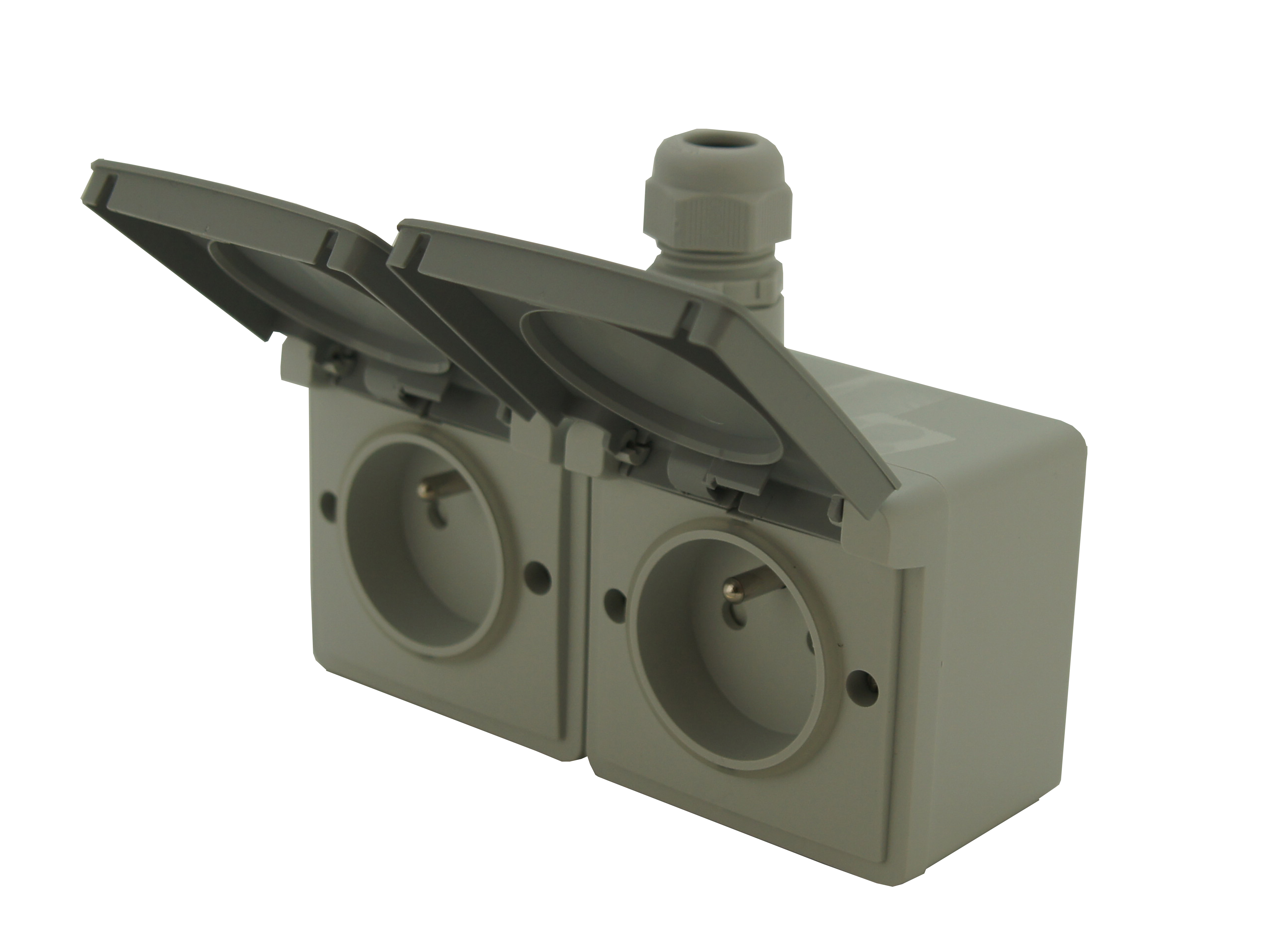 PRISE DOUBLE HORIZONTALE + BOÎTE AVEC 1 ENTRÉE NEW HYDRO