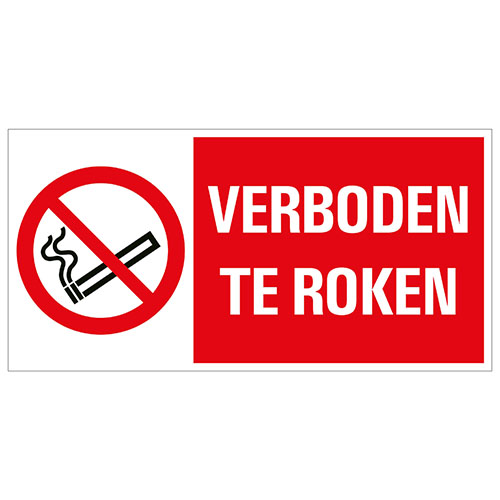 Pictogram 15x30cm 'verboden Te Roken'