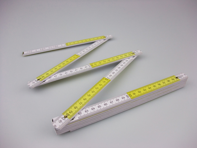 VOUWMETER 2M X 16MM HOUT WIT/GEEL