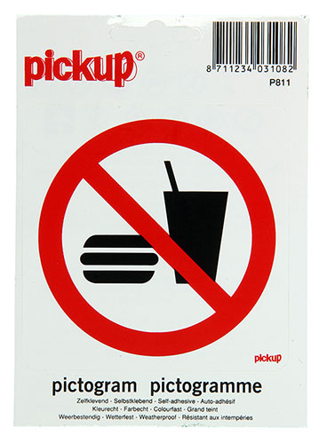 PICTOGRAM 10X10CM CONSUMPTIES VERBODEN