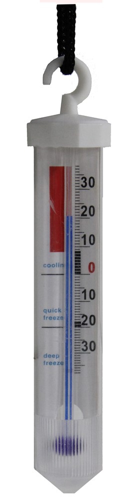 Thermometre De Congelateur Avec Crochet Pour Suspension & Plastique, Blanc, 215x20mm