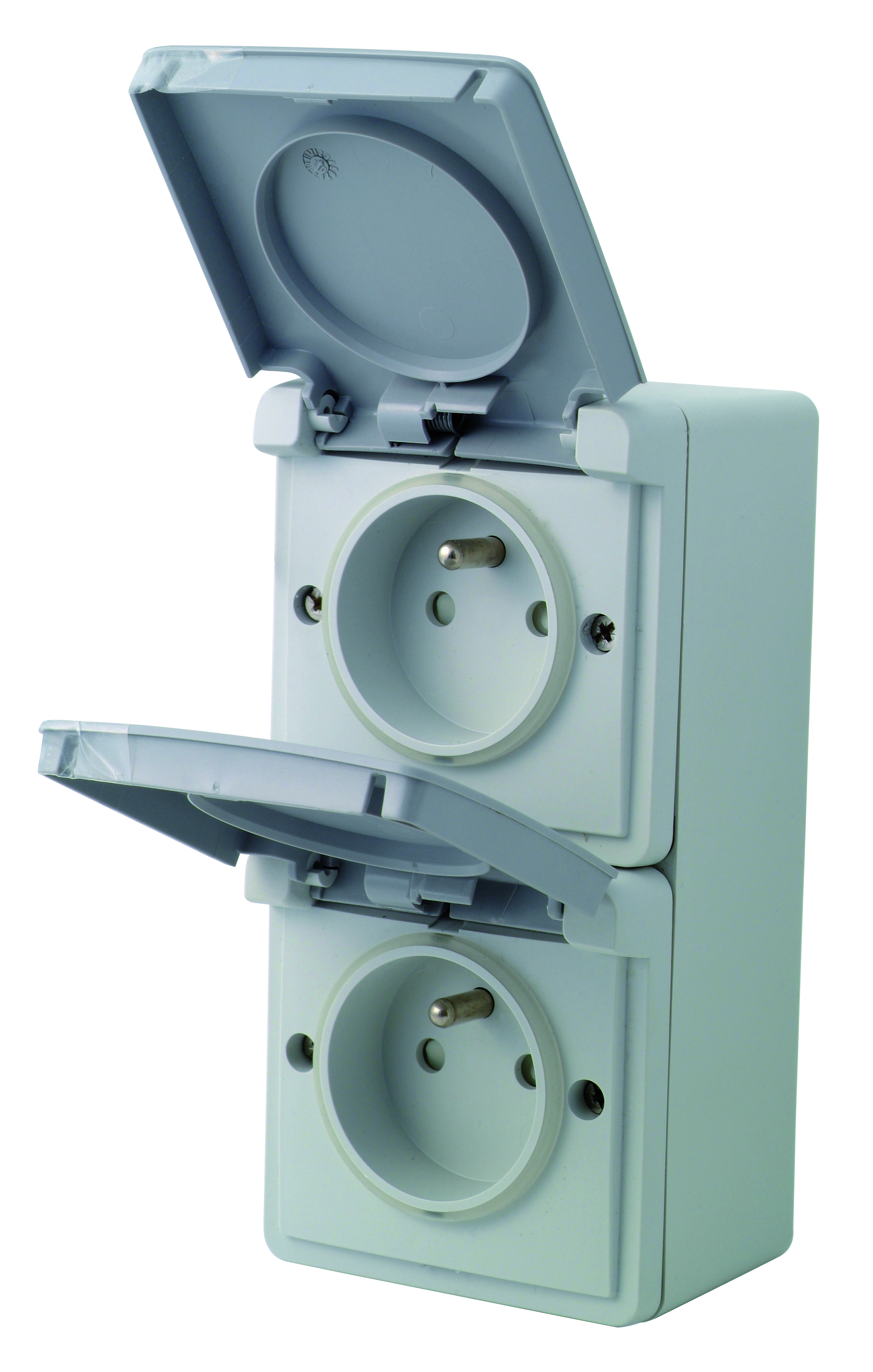 DUBBEL STOPCONTACT VERTIKAAL + DOOS NEW HYDRO