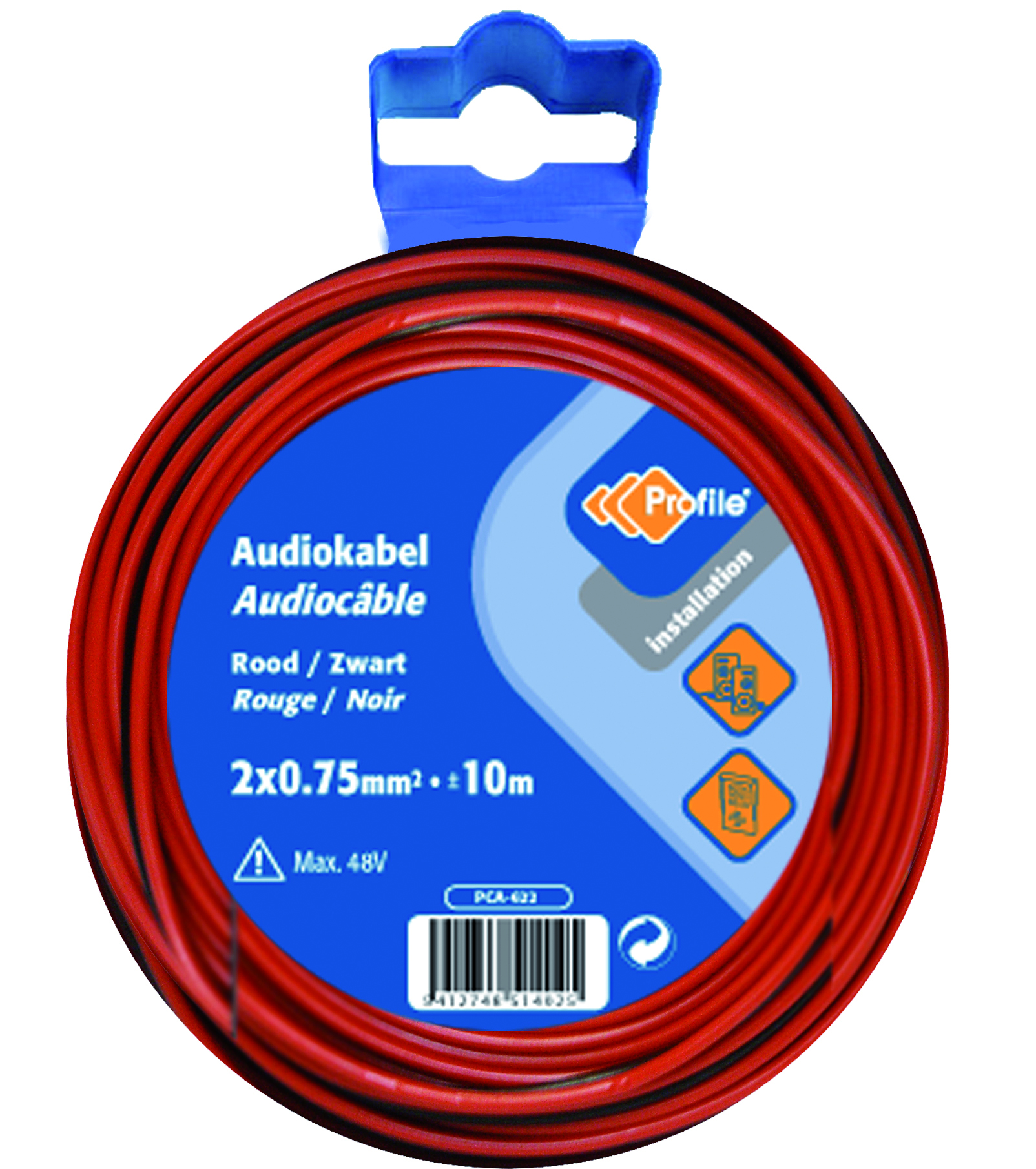 Cable Audio 2x0.75mm² Rouge/noir 10m